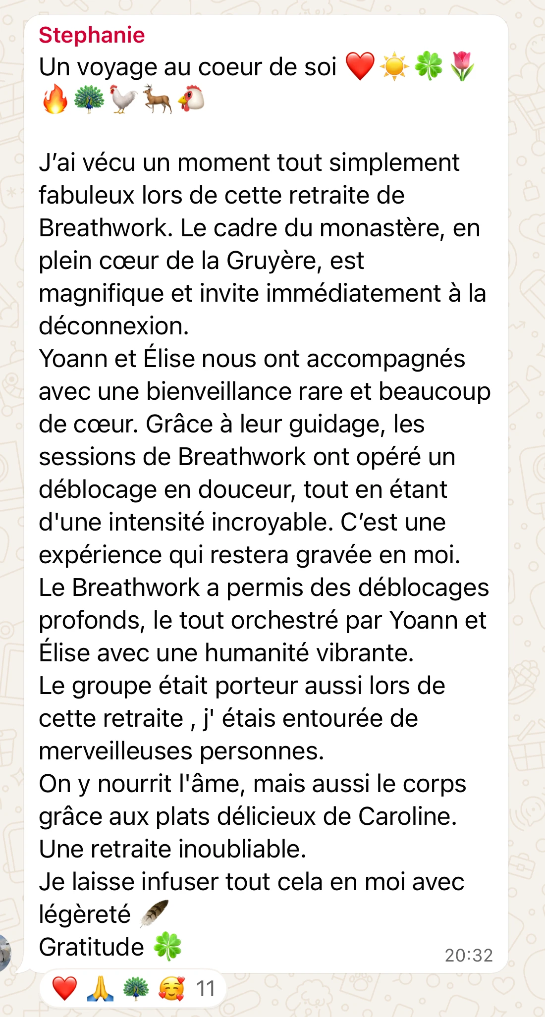 Témoignage de Stéphanie après la retraite breathwork en Gruyère